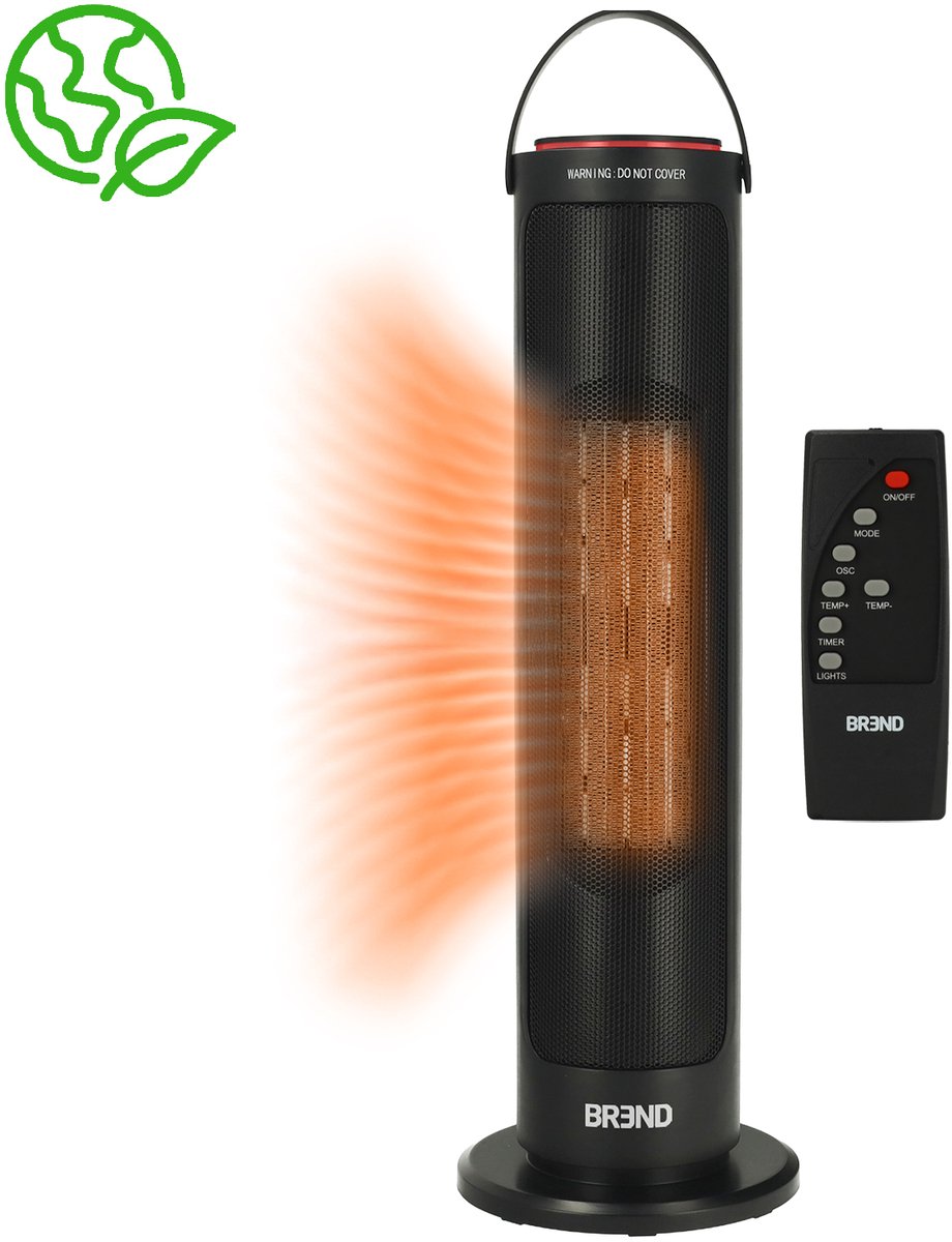 Bol.com BREND BR-2221 Keramische Ventilatorkachel met ECO-modus en Thermostaat 15-35 °C - Elektrische Kachel – Verwarming – 2000... aanbieding