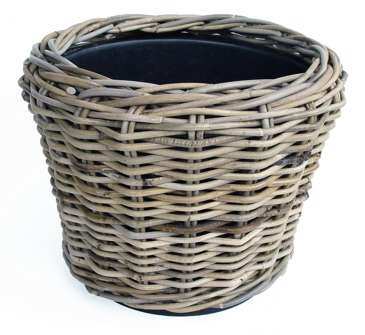 Van der Leeden | Drypot Rattan Grijs Ø 35 cm | Hoogte 33 cm, breedste punt 42 cm