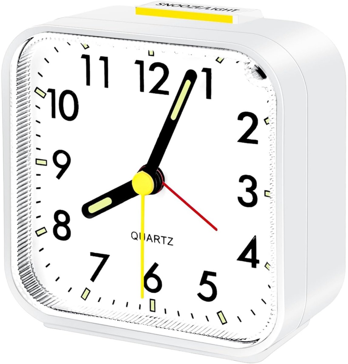 TOVBMUP Wekker - Analoge stille wekker - Werkt op batterijen - Luid alarm - Snoozefunctie - Stille werking - Verlicht display - Draagbaar - Geschikt voor diepe slapers - Wit