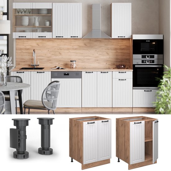 Vicco Fornuis ombouwkast, Fame Line, wit landhuis, 60 cm, AP antraciet Vicco Fornuis ombouwkast, Fame Line, wit landhuis, 60 cm, AP antraciet