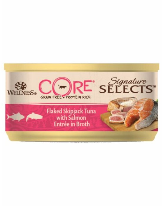 Wellness Core Kattenvoer Signature Selects Flaked Tonijn - Zalm - 24 x 79 gr - Voordeelverpakking
