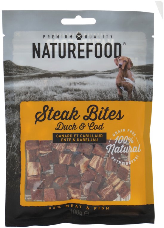 Rosewood Naturefood Steak Bites Eend & Koolvis - 8 x 100 gr - Voordeelverpakking
