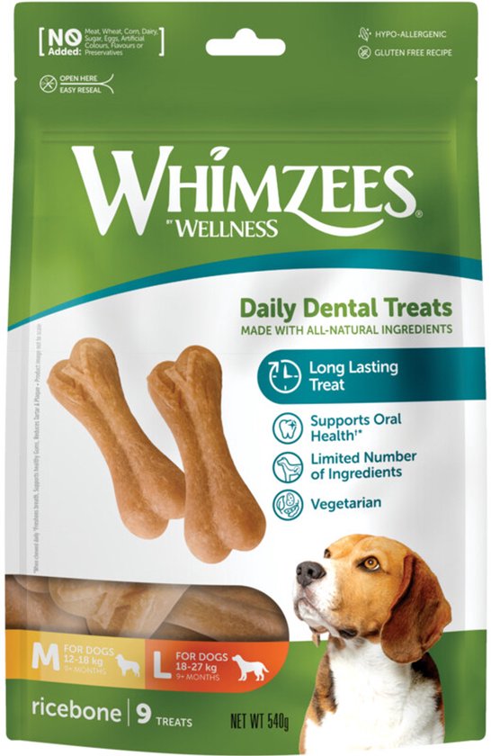 Whimzees Rice Bone Voordeelverpakking - 9 stuks