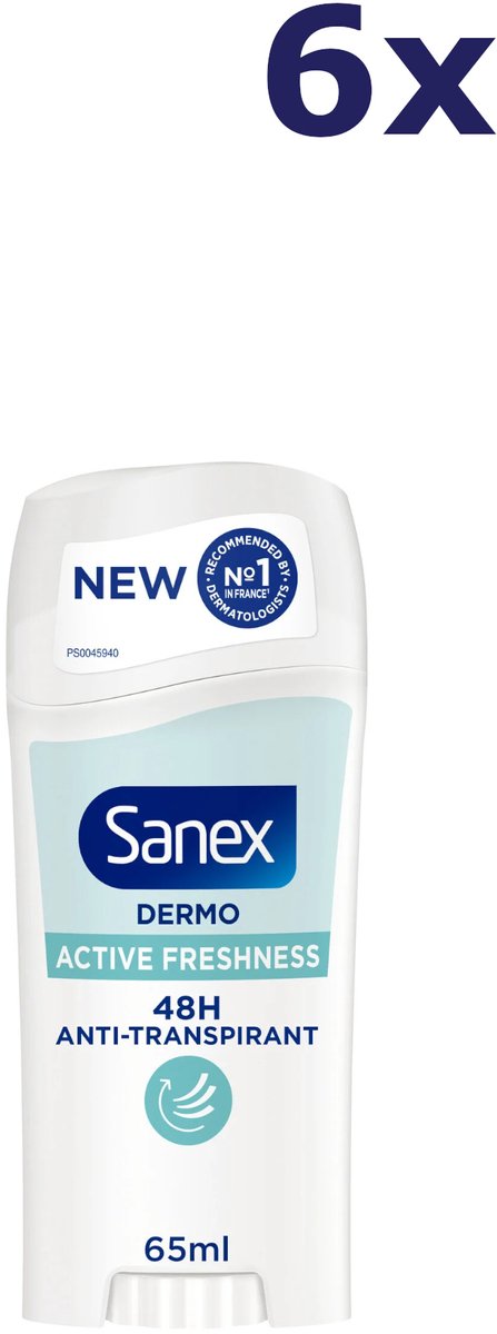 6x Sanex Deo Stick - 65ml - dermo - active freshness