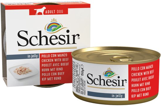Schesir Hondenvoer Kipfilet en Rundvlees in Gelei - 10 x 150 gr - Voordeelverpakking
