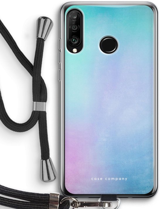 Case Company® - Coque Huawei P30 Lite avec cordon - Brume pastel - Protection de téléphone avec cordon Zwart - Protection de tous les côtés et sur la lunette de l'écran