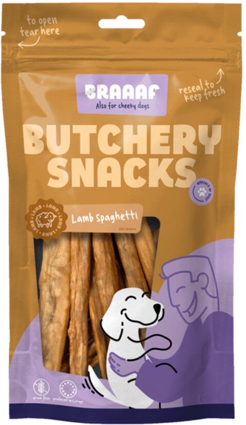 Braaaf Butchery Lamb Spaghetti Hondensnack - 85 gr