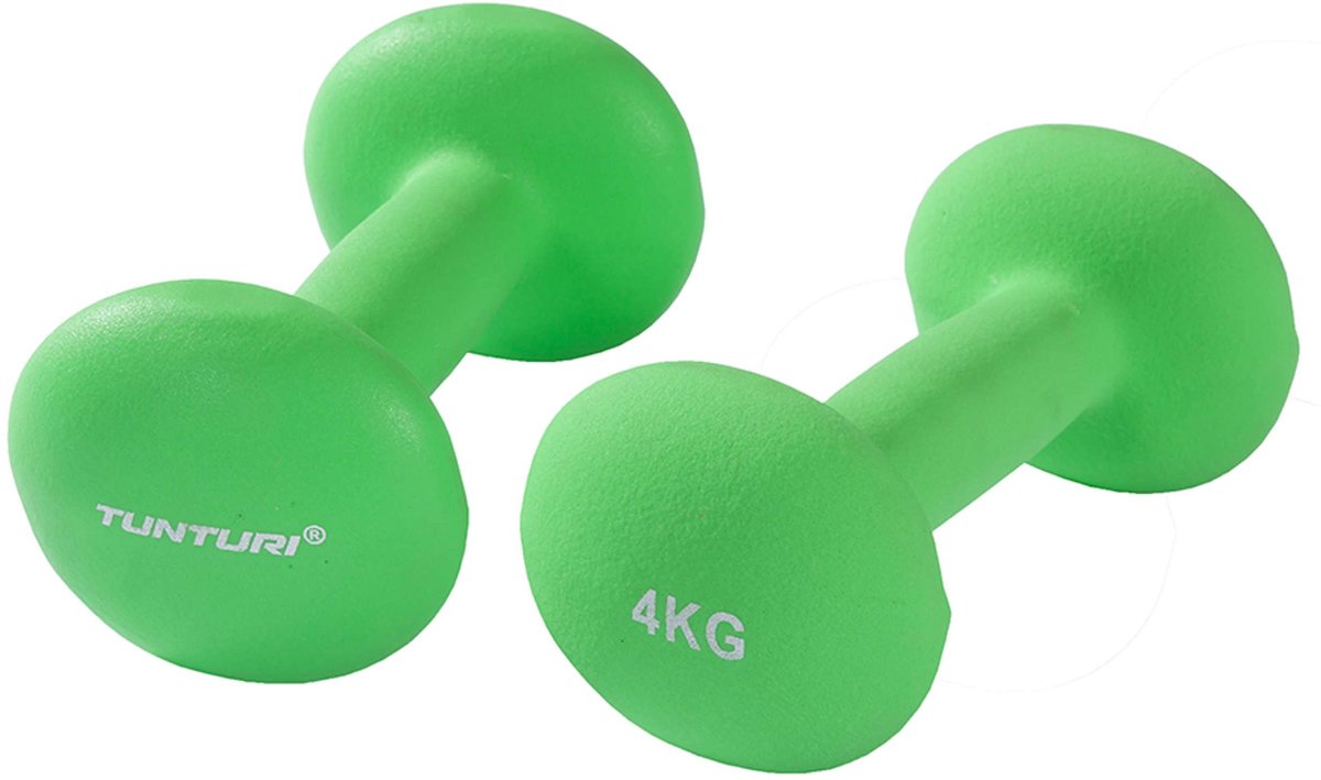 Tunturi Dumbbell set - 2 x 40 kg - Neopreen - Fluor Groen