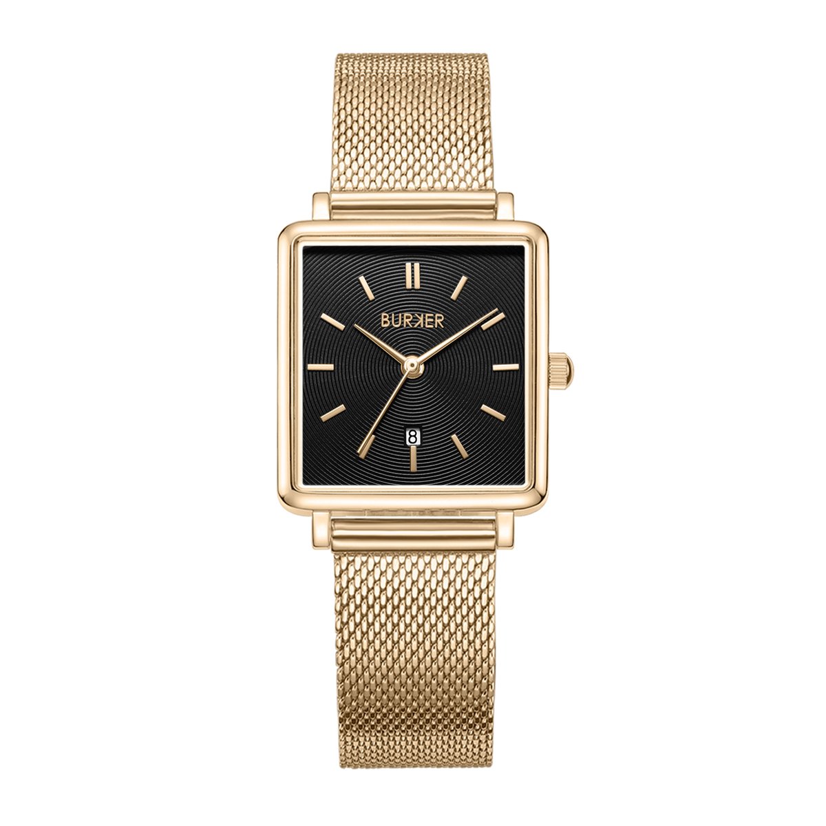 BURKER Daisy Horloge Dames - Vierkant - Goud Zwart - Milanese Band - 28mm