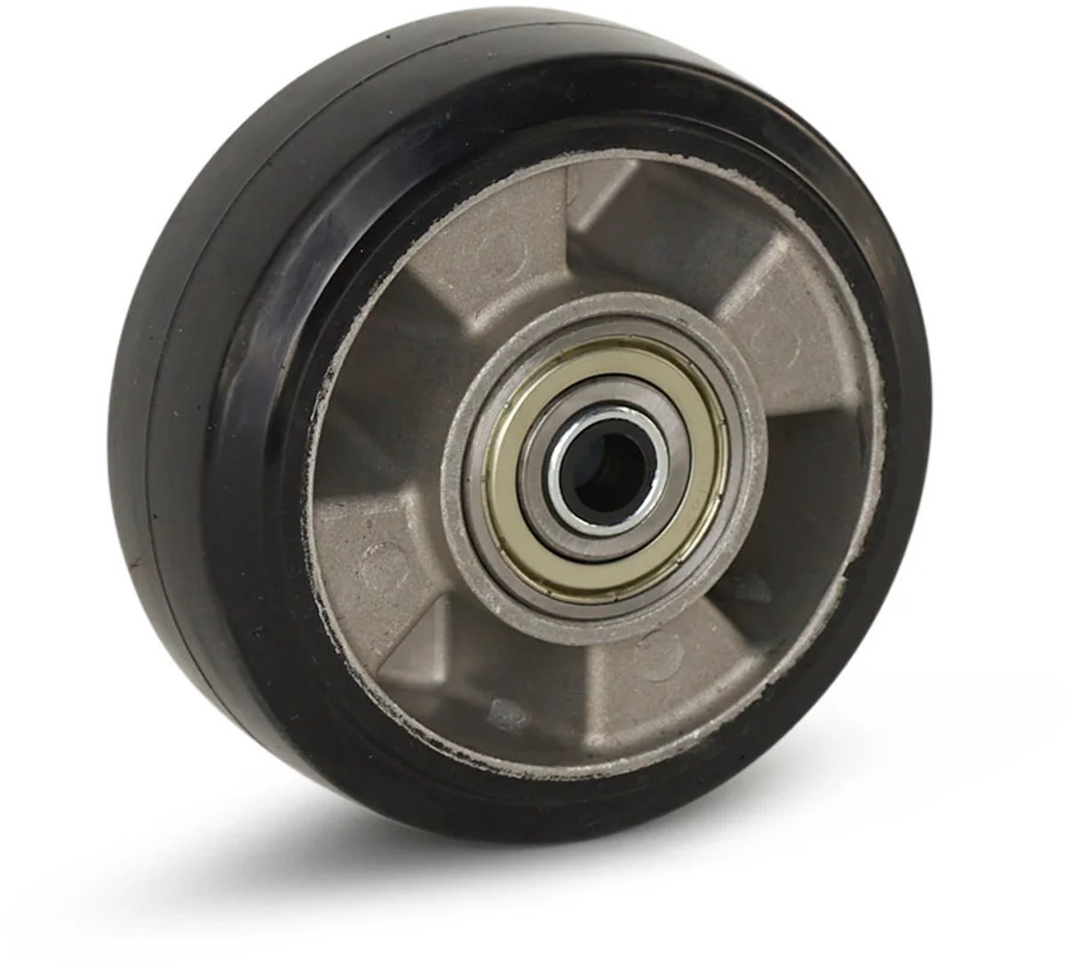 Zwart elastisch rubber wiel - 125mm - 300kg