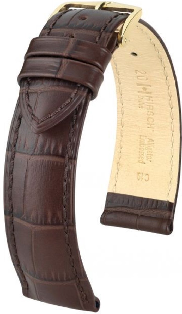 Hirsch Horlogeband - Duke Donkerbruin - Leer - 22mm