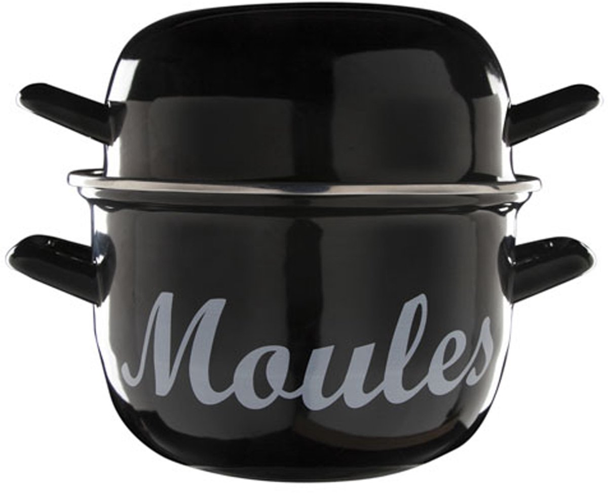 Cosy & Trendy Mosselpan/pot - RVS - zwart - Moules - 59 x 41 x 18 cm - 2,8 liter