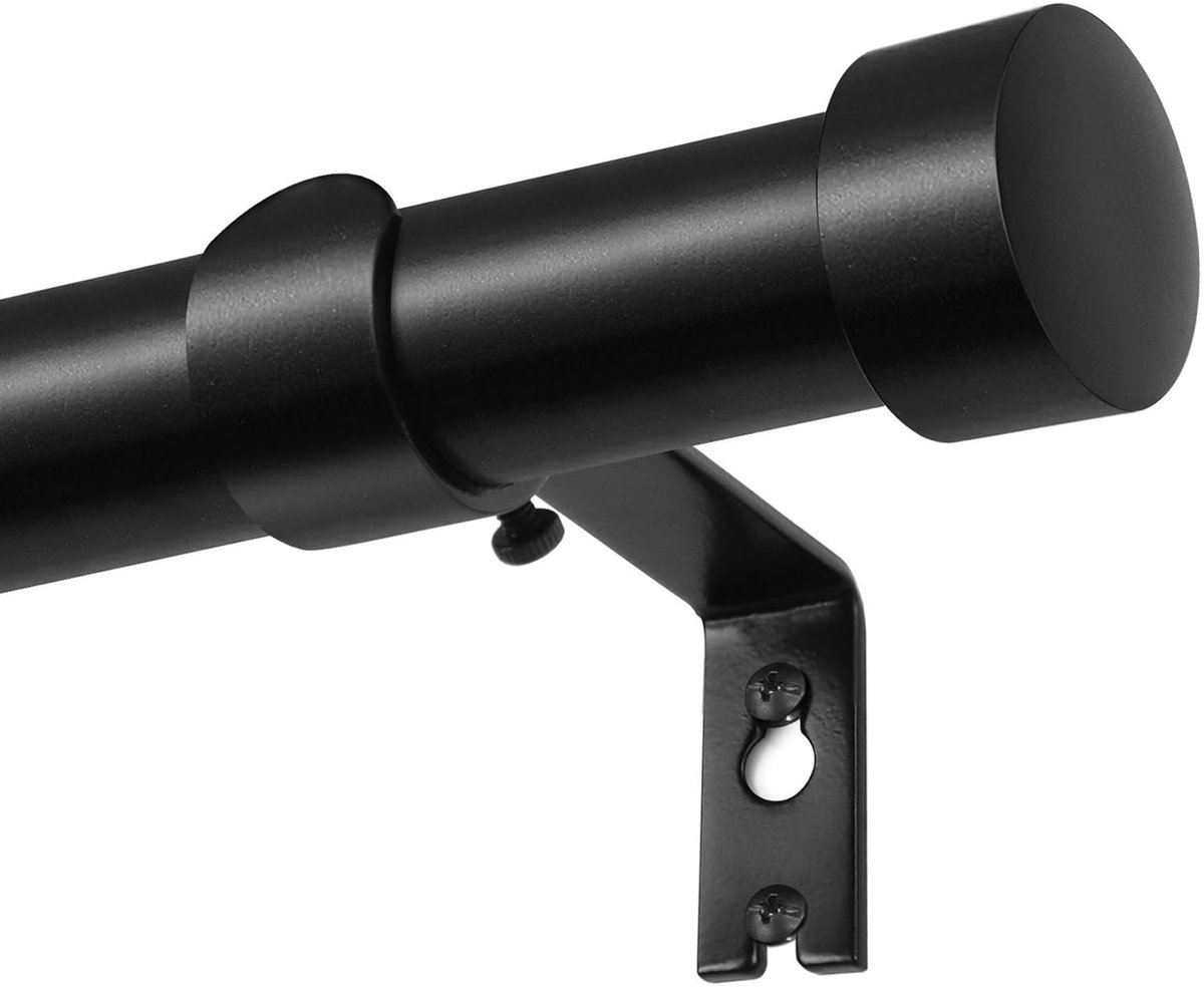 Azomor® Verstelbare zwarte gordijnroede voor diverse raamafmetingen met elegante eindkappen