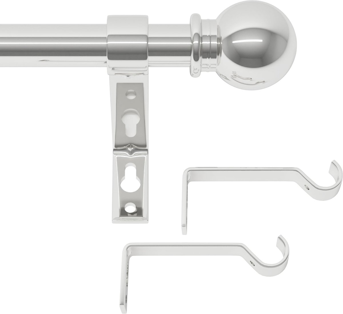 Azomor® Verstelbare zilverkleurige gordijnroede voor binnen en buiten gebruik