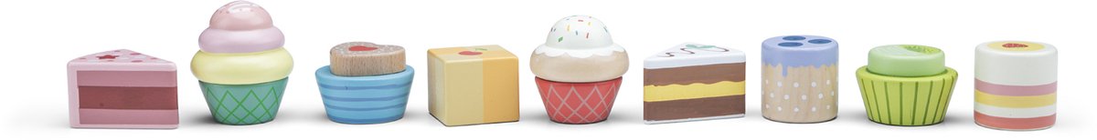 Woet® Houten Speelgoed Gebakjes Set - 9 Stuks Taartjes en Cupcakes - Speelgoedeten voor Kinderen - Rollenspel Keukenspeelgoed - Vanaf 2 Jaar — afbeelding 5