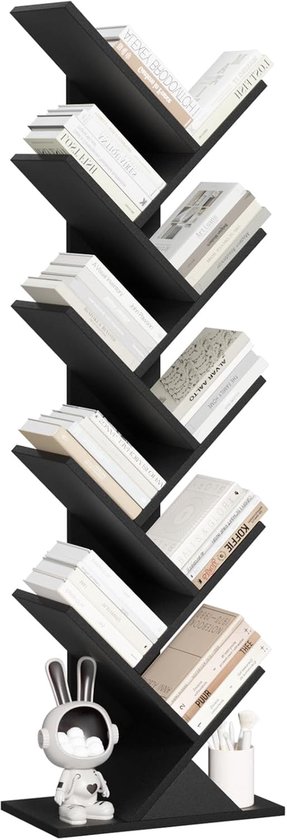 HOOBRO Bücherregal mit Schublade, Standregal mit 9 Ebenen, Baumförmig