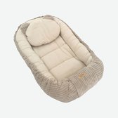 Soosie Babynestje – Corduroy & Katoen – Dubbelzijdig – Beige – 90×50 cm, Verstelbaar met Strikkoorden – Inclusief Kussentje