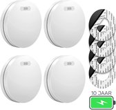 SAVS SM11 Rookmelder 4-pack - 10 jaar batterij - Rookmelders met extra dun design - Geen LED lampje - Montage zonder boren - Voldoet aan Europese norm - Brandalarm