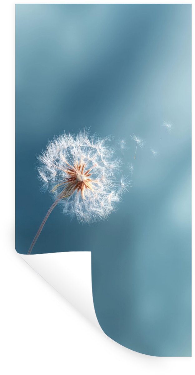 Muurstickers - Sticker Folie - Paardenbloem - Wind - Blauw - 80x160 cm - Plakfolie - Muurs