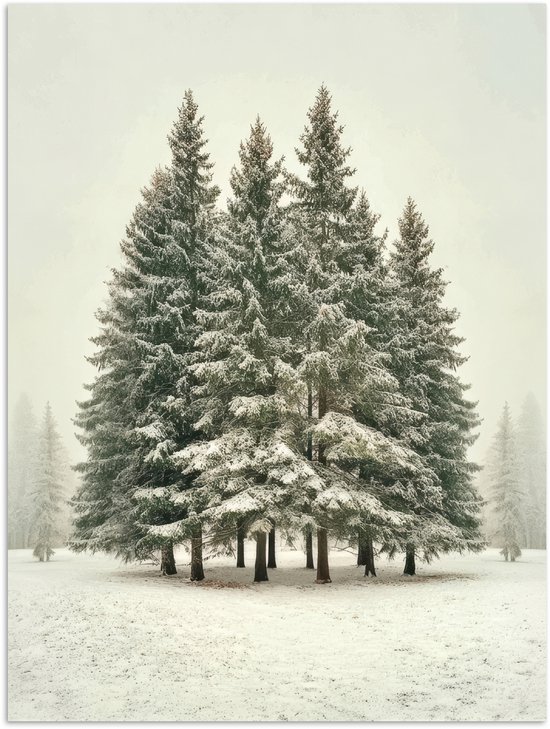 Poster 30x40 cm - Bomen - Sneeuw - Wit - Posters - Kamer decoratie - Wanddecoratie woonkamer - Muurdecoratie slaapkamer