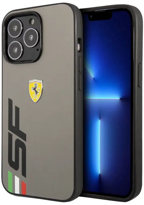 Ferrari Back cover voor iPhone 13 Pro - Grijs - Sportief design met SF-logo - Slanke schokabsorberende hoes van Merkloos — afbeelding 2