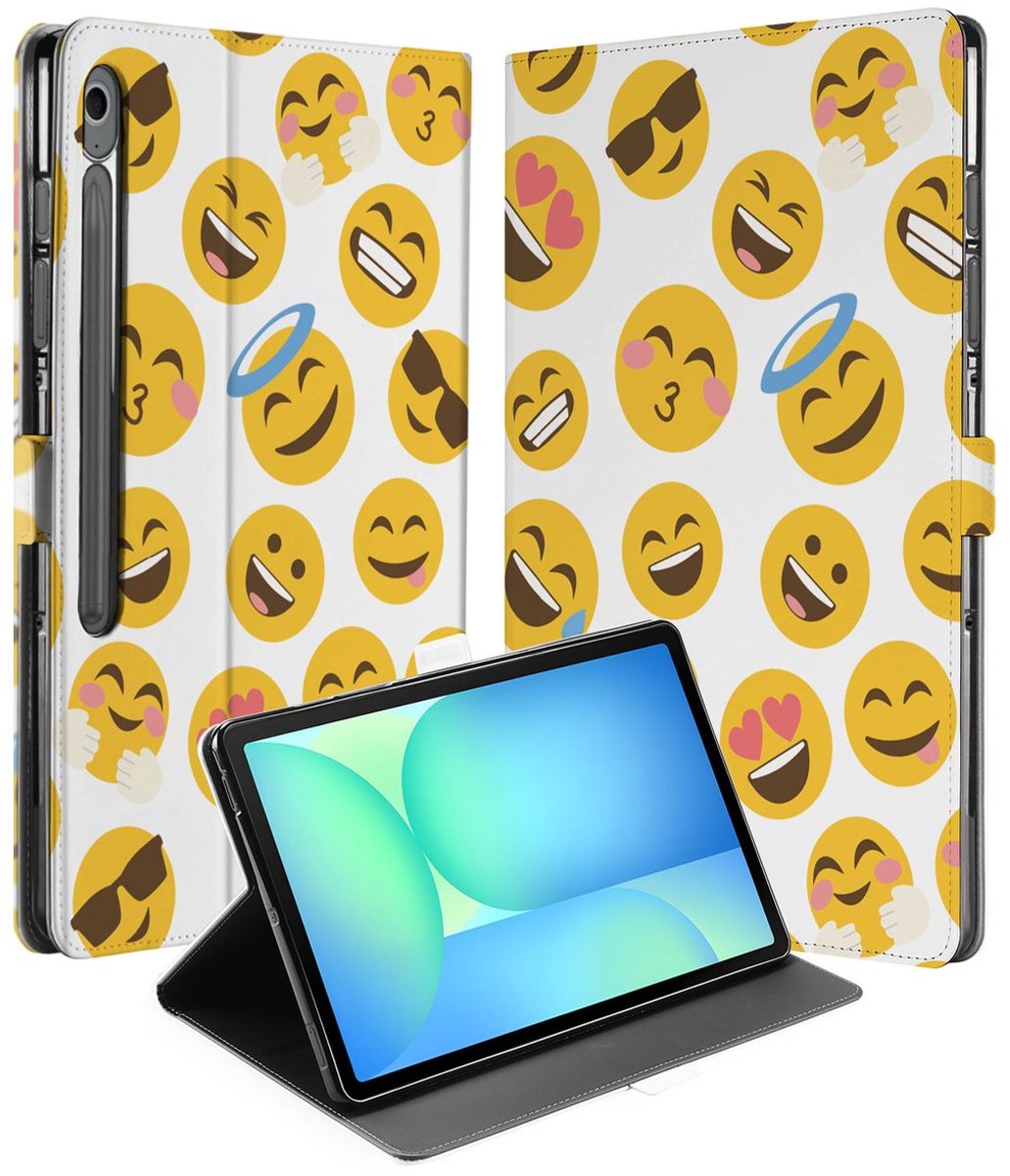 Book Case Hoesje met Standaard Emoji Samsung Galaxy Tab S10 FE Plus