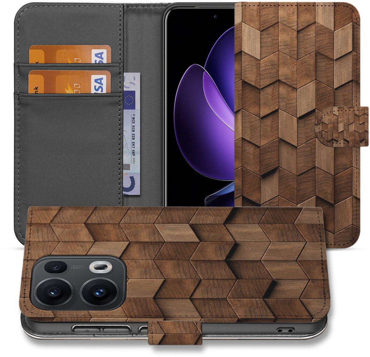 Book Style Case voor OPPO Reno 13 Pro Wooden Cubes