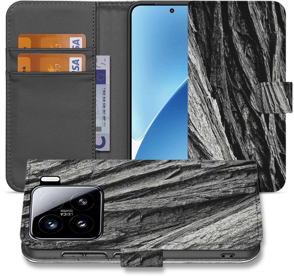 Book Style Case Xiaomi 15 Boomschors Grijs