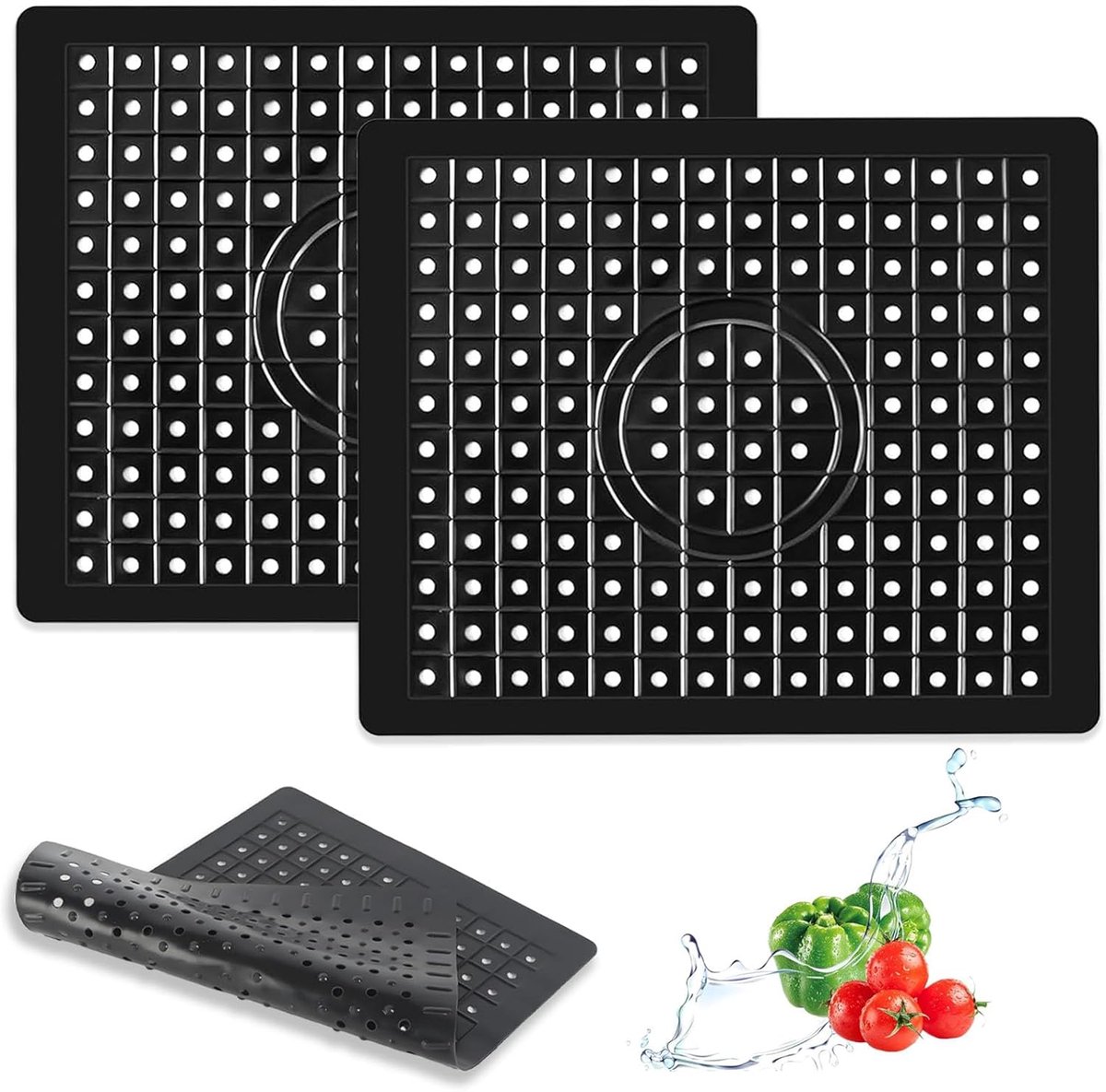 Set van 2 placemats - Gootsteenmat - 31 × 26 Cm - Voor Spoelbak - Gootsteenmatten - Matje