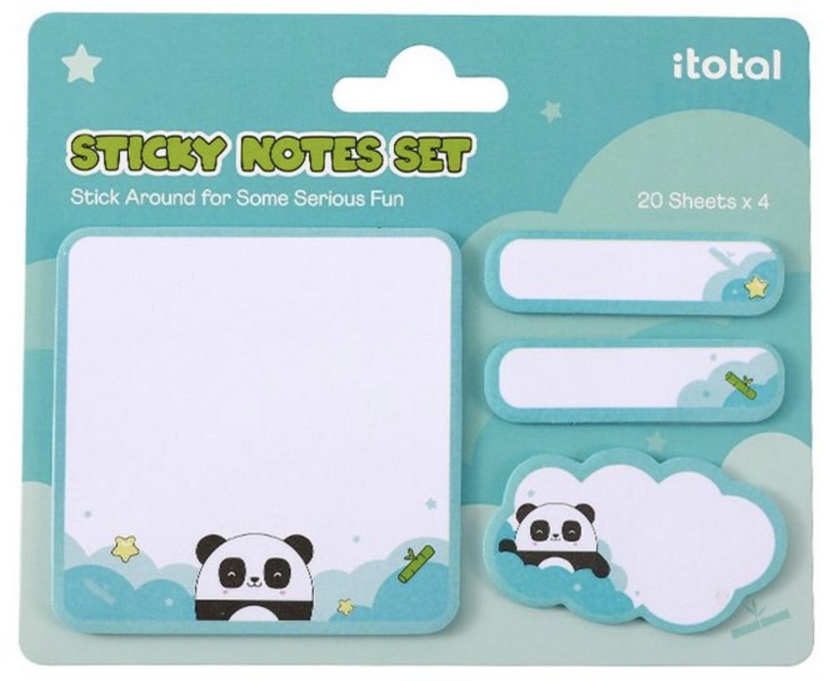 iTotal Sticky Notes Sets Kleverige Notities “Panda” 4x20 sheets 74x74, 15x55, 33x55mm 20gr