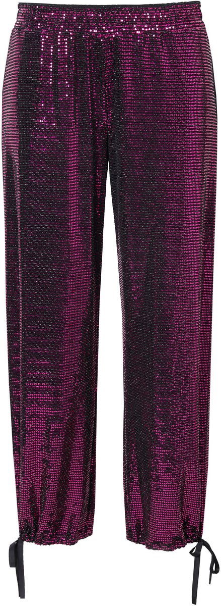 Angel of Style - Dames - Broek rechte pijpen paillettenlook - Fuchsiaroze - Maat 44