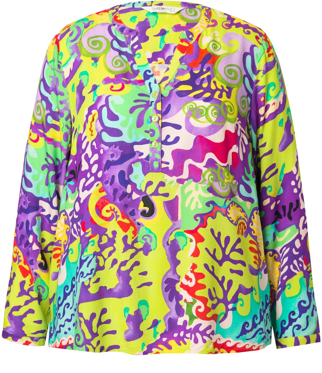Angel of Style - Dames - Blouse A-lijn koraalprint - Seringpaars - Maat 44