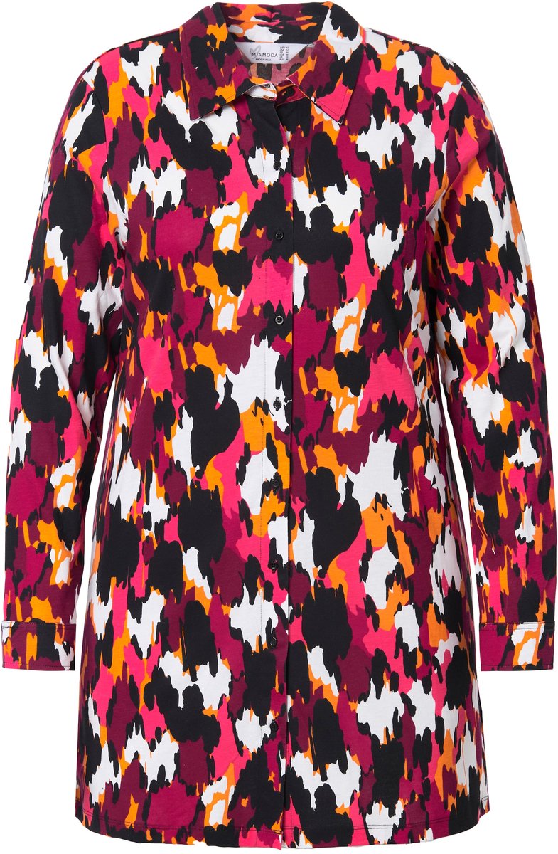 MIAMODA - Dames - Jersey blouse A-lijn motief lange mouw - Oranje - Maat 42