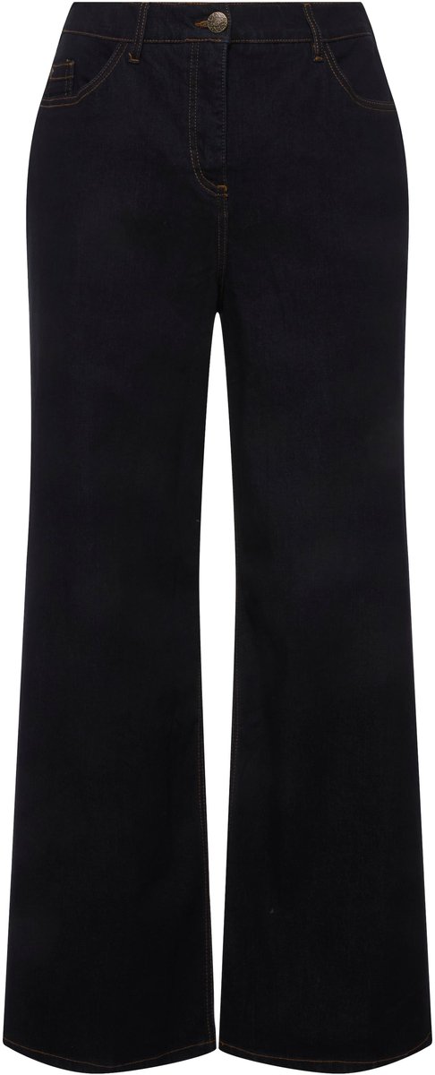 Ulla Popken - Dames - Jeans Mary wijde pijp 5-pocketmodel - Donkerblauw denim - Maat 30