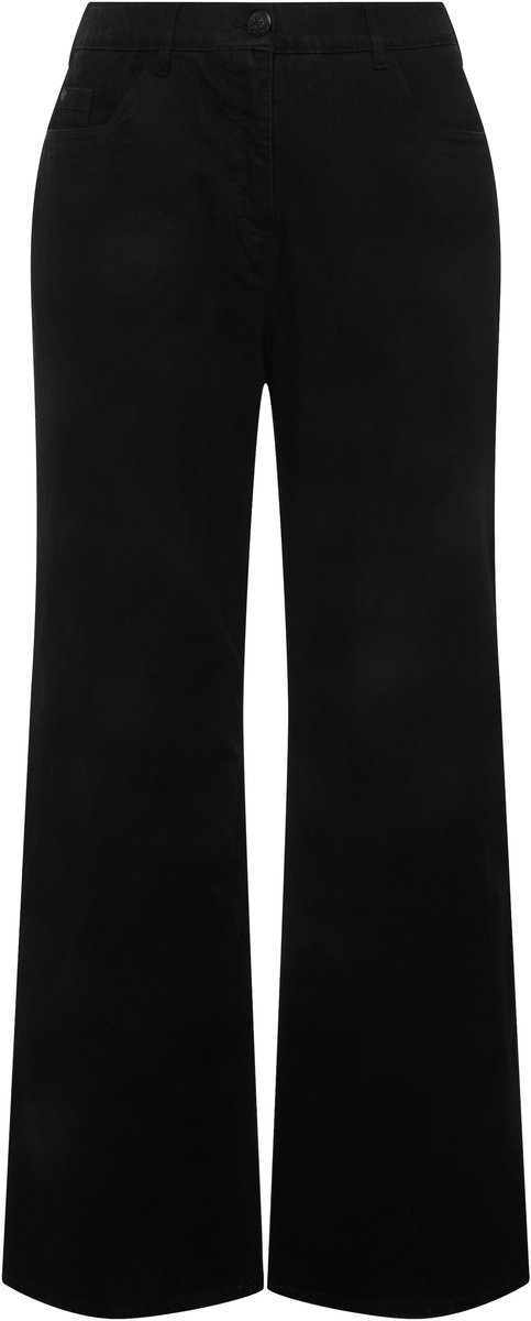 Ulla Popken - Dames - Jeans Mary wijde pijp 5-pocketmodel - Klassiek zwart - Maat 56