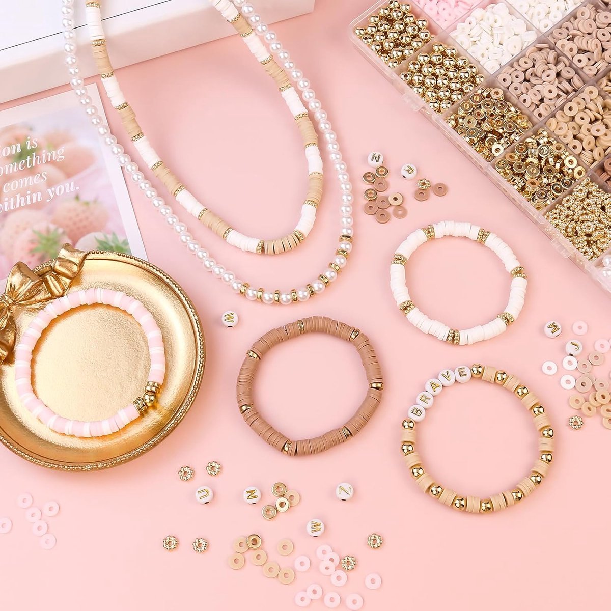Vitdipy - Kralenset - 2370 delig - Polymeer Kralen Set - 7 kleuren - Platte Kralen - Bedels - Letterkralen - DIY Sieraden Maken - Armbandjes Maken — afbeelding 5
