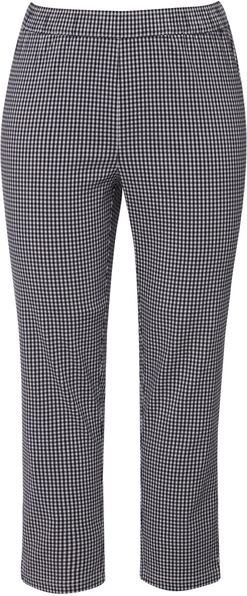 Ulla Popken - Dames - 7/8-bengalin broek Sienna vichyruit zeer elastisch - Marine - Maat 50