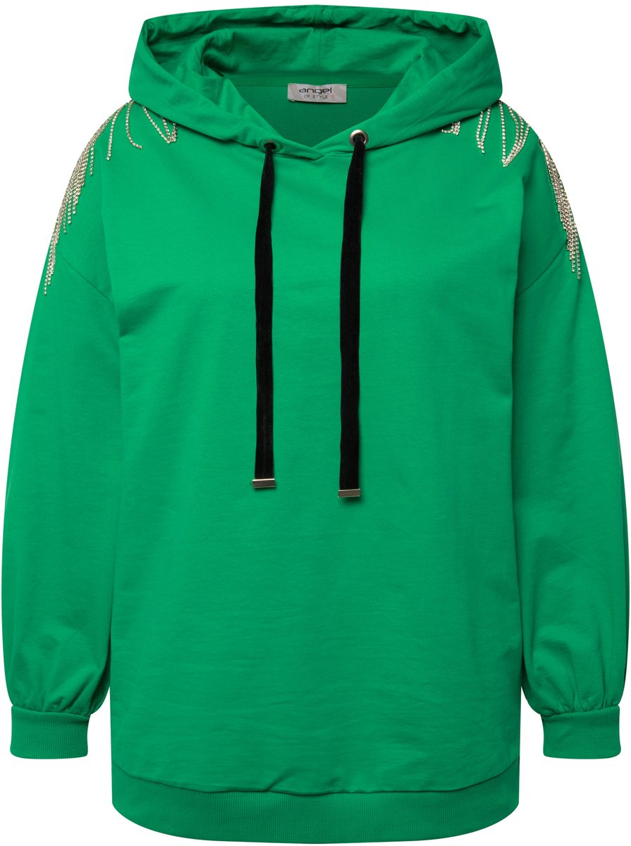 Angel of Style - Dames - Hoodie trui met capuchon schouderversiering - Groen - Maat 46