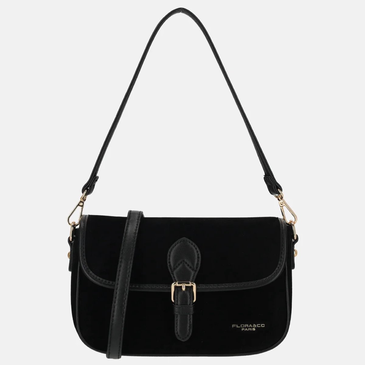 Flora & Co Suedine crossbody tas noir
