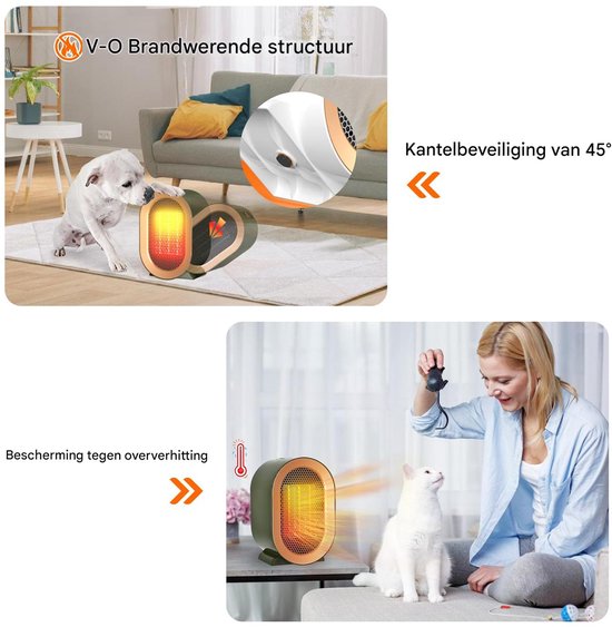 Ynkkvre -Energiezuinige Mini Keramische Verwarming - Stil, Instelbare Temperatuur, Oververhittings- en Kantelbeveiliging — afbeelding 4