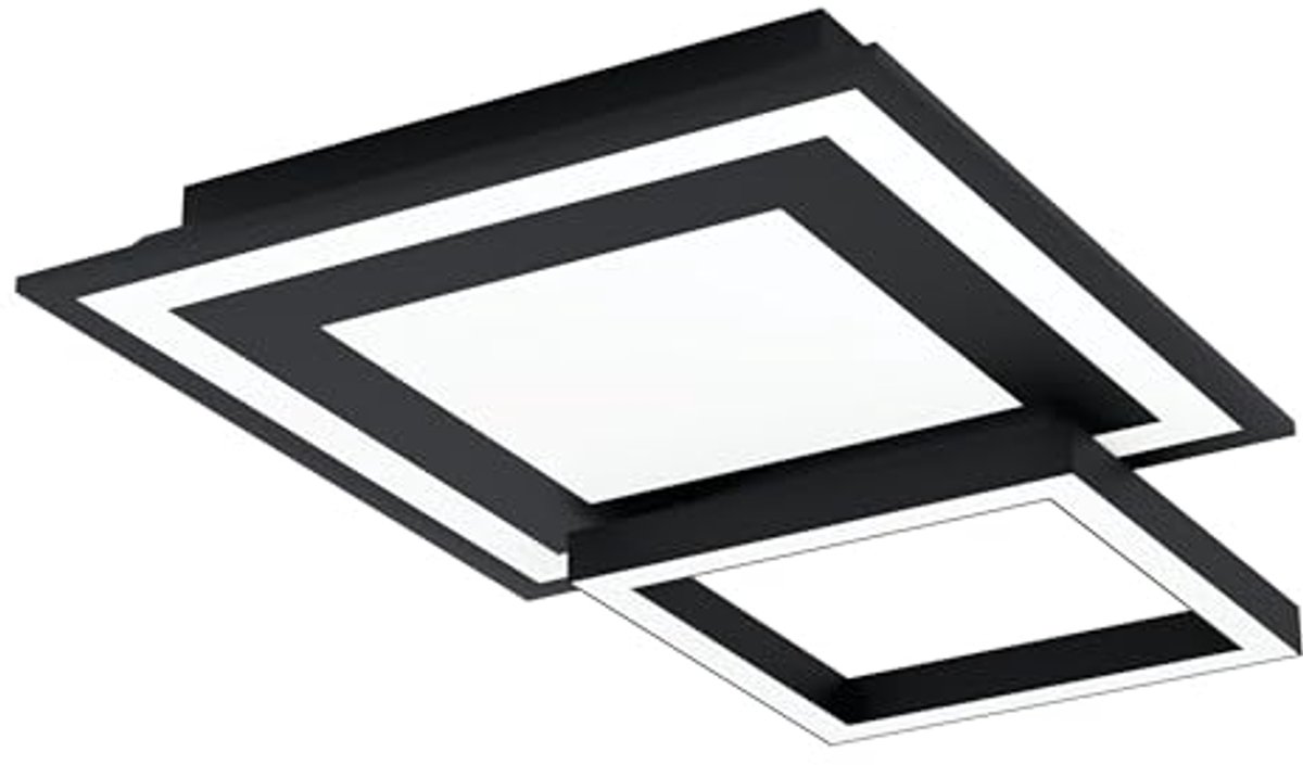 Dimbare LED Plafondlamp met Kleurtemperatuurverandering en RGB, 2-vlammige Stalen Wandlamp in Zwart en Wit, 45 cm