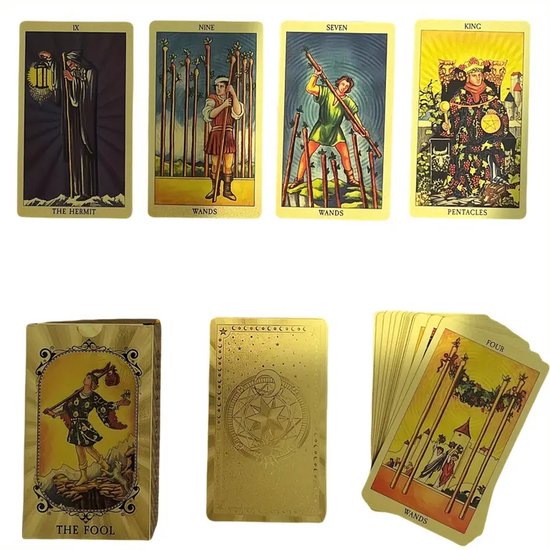 78-delige goudfolie, tarotdeck, Golden Tarot Cards met 36 78-delige goudfolie, tarotdeck, Golden Tarot Cards met 36