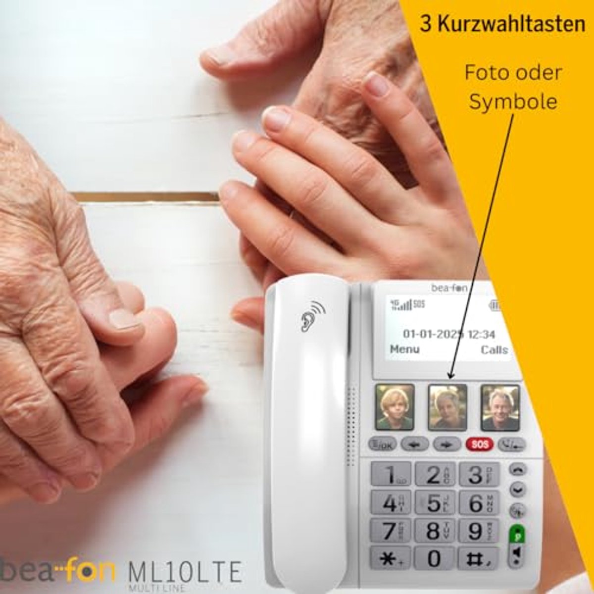 Tafeltelefoon met 4G LTE, SOS-noodoproep, extra grote cijfers en handsfree functie