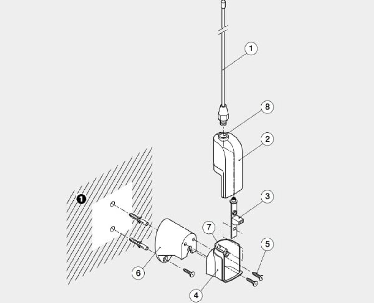 Professionele externe antenne 433,92 MHz met 5m RG58 kabel voor poortaandrijvingen en elektronische toegangssystemen