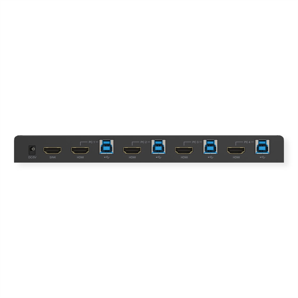 ROLINE KVM-switch, HDMI 4K, USB, 1 gebruiker - 4 pc's, met 3-poorts USB-hub