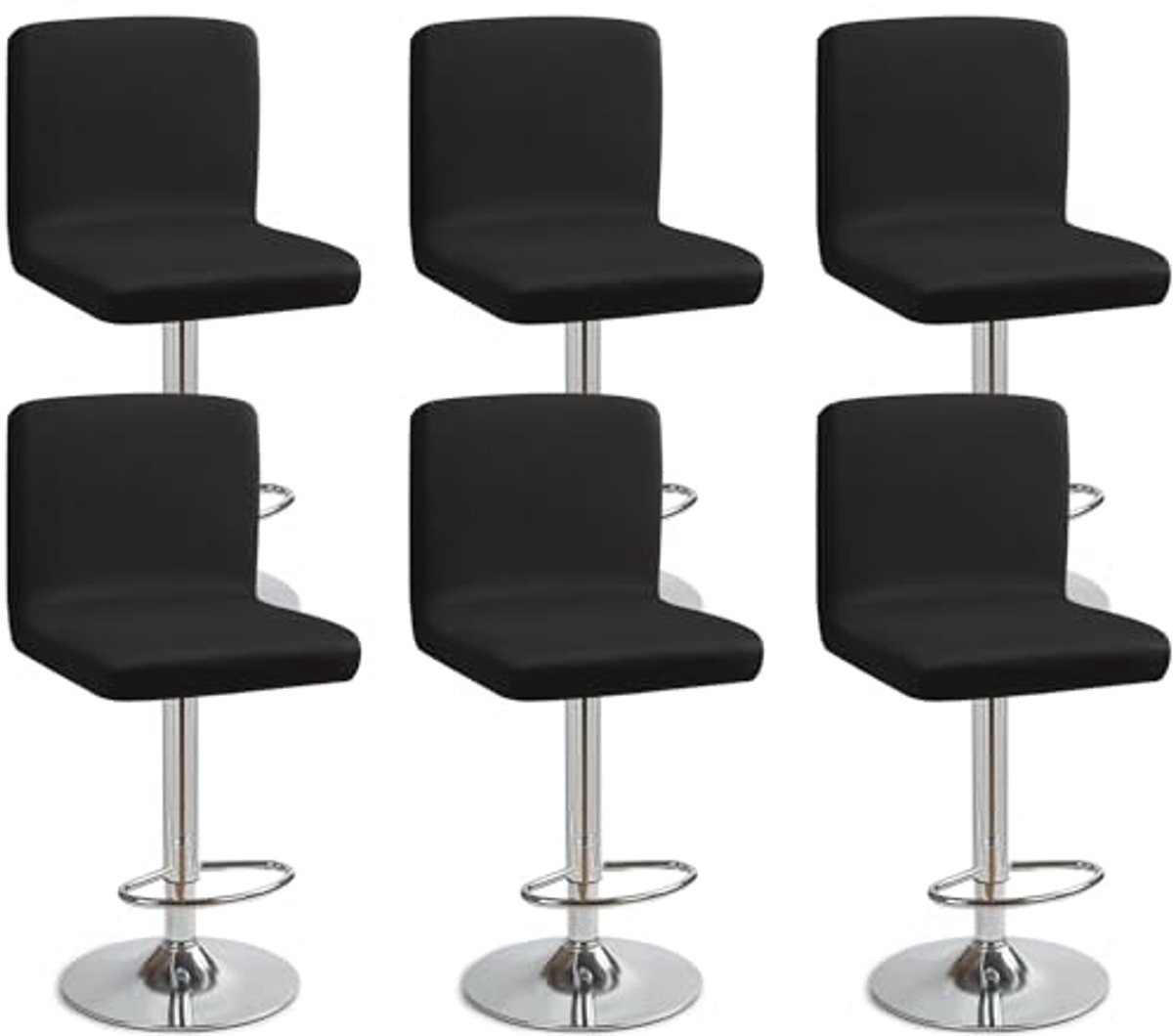 Set van 6 Barkrukhoezen met Rugleuning - Stretch Eetkamerstoelhoezen voor Keuken en Café
