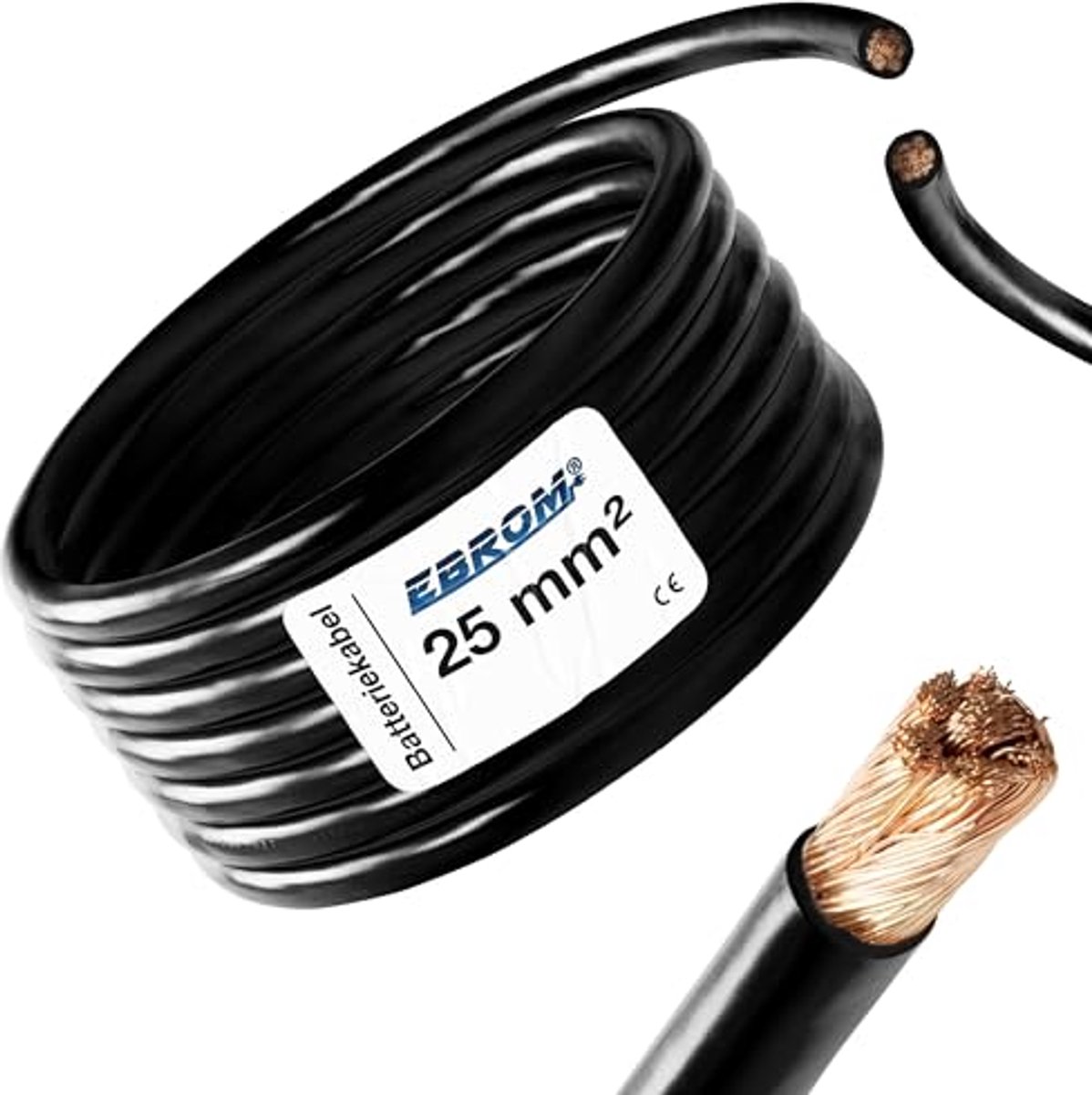 Kabel 2 meter 25 mm² - Accukabel voor veelzijdig gebruik - 99,9% Koper - Batterijkabel