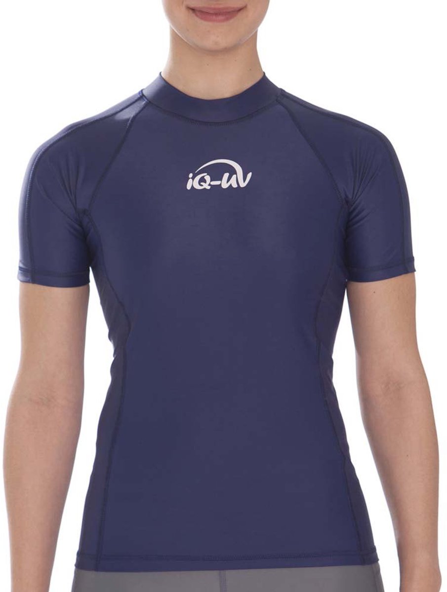 Iq-uv Uv Aqua Slim Fit Korte Mouw Rash Guard Blauw XL Vrouw