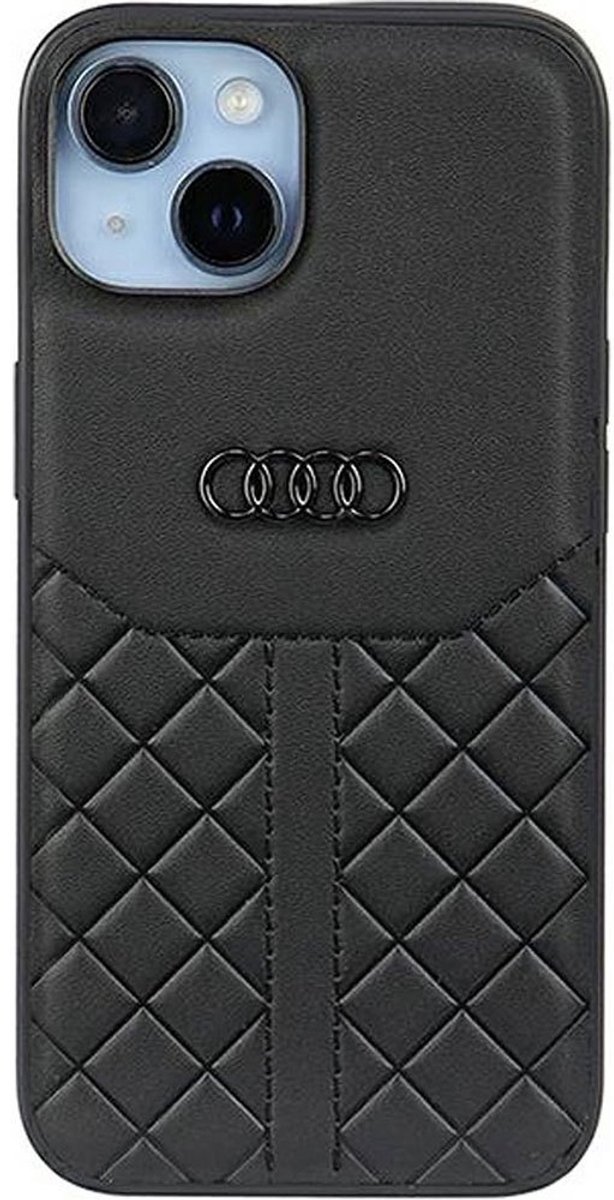 Audi Genuine Leather Back Case - Geschikt voor Apple iPhone 14 (6.1") - Zwart