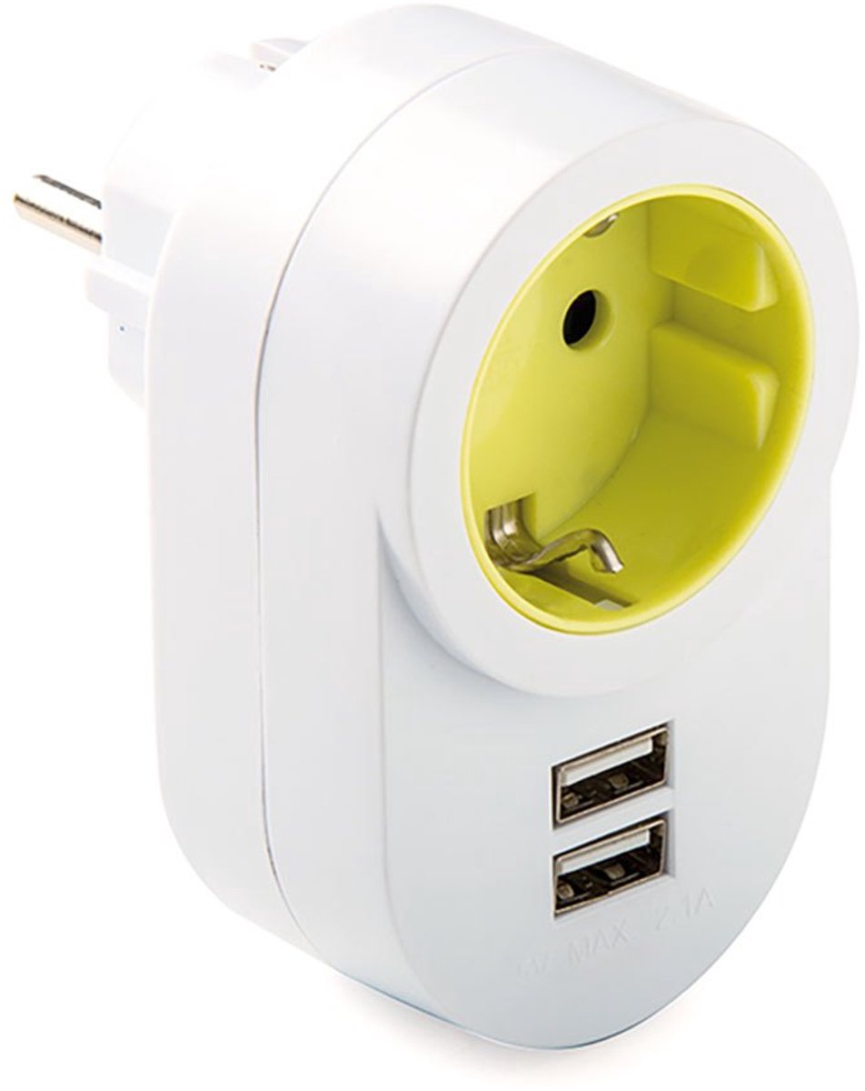Famatel 2p+t Met 2 Usb-stekkeradapter 16a 250v Wit One Size / EU Plug 220V